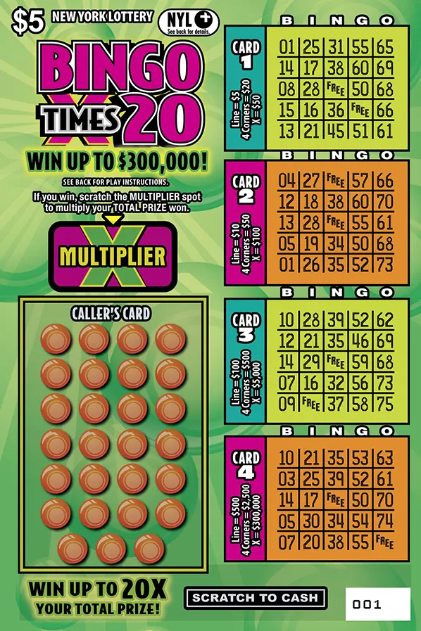 Bingo Times 20 $5 New York scratch-off ticket