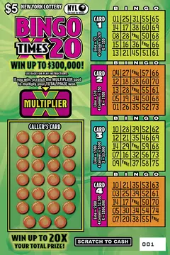 Bingo Times 20 $5 scratch-off ticket