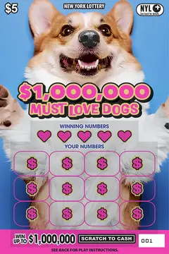 $1,000,000 Must Love Dogs $5 scratch-off ticket