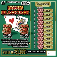 Bonus Blackjack $2 scratch-off ticket