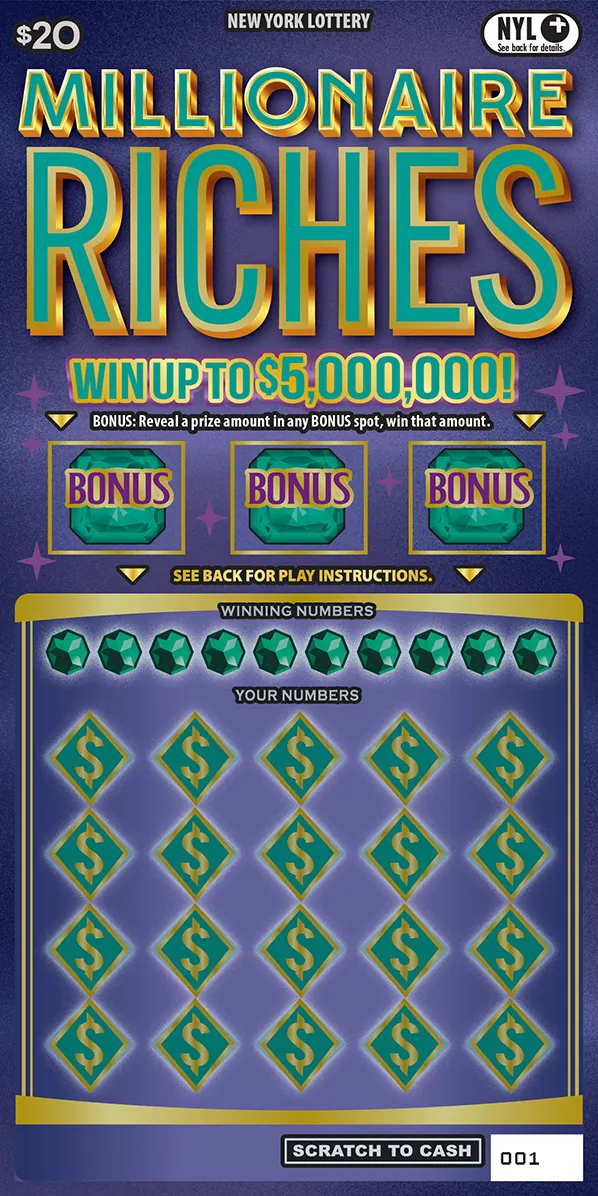Millionaire Riches $20 New York scratch-off ticket