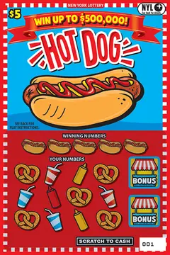 Hot Dog! $5 scratch-off ticket