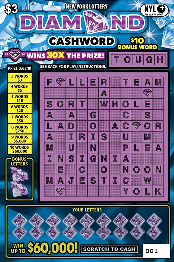 Diamond Cashword $3 New York scratch-off ticket