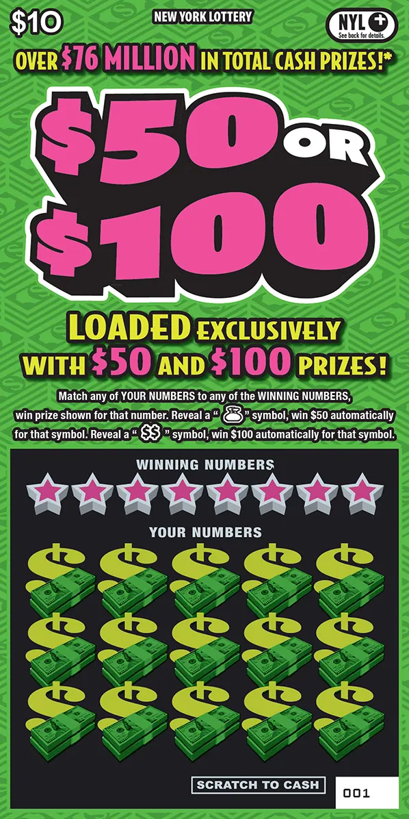 $50 Or $100 $10 New York scratch-off ticket