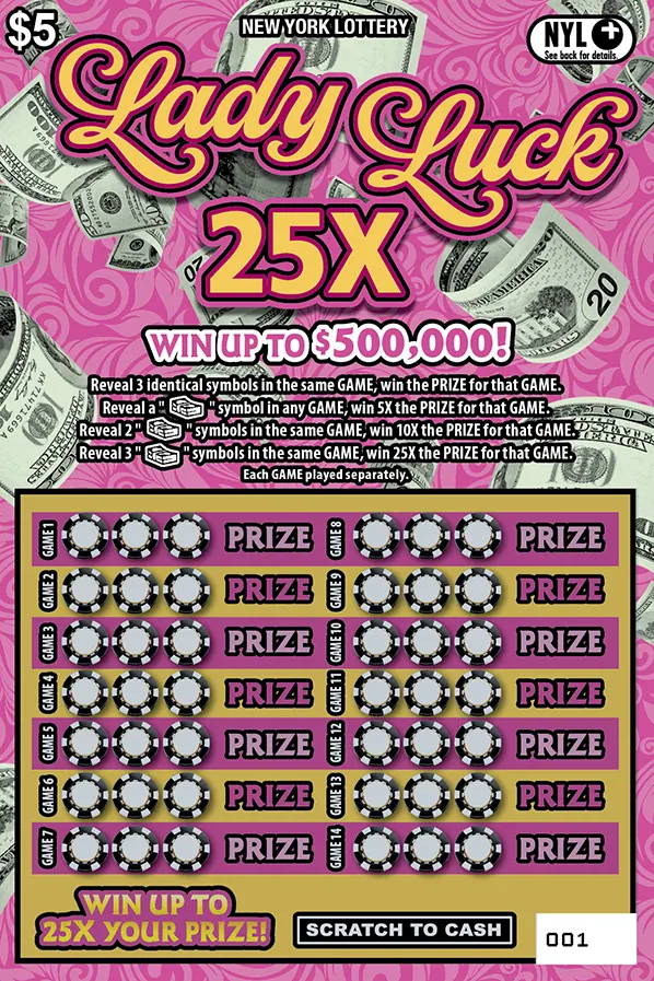 Lady Luck 25X $5 New York scratch-off ticket