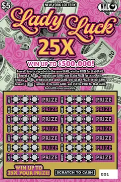 Lady Luck 25X $5 scratch-off ticket (image: New York Lottery)