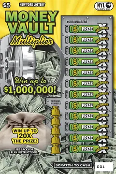 Money Vault Multiplier $5 scratch-off ticket (image: New York Lottery)