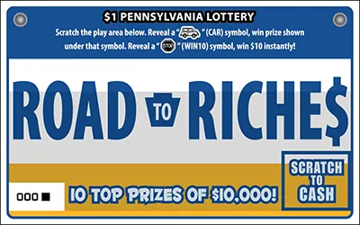 Road to Riches $1 Pennsylvania scratch-off ticket