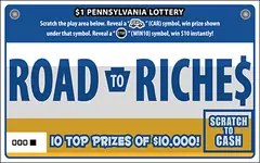 Road to Riches $1 scratch-off ticket