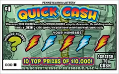 Quick Cash $1 scratch-off ticket