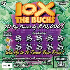 10X the Bucks $2 scratch-off ticket