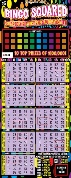 Bingo Squared $5 scratch-off ticket
