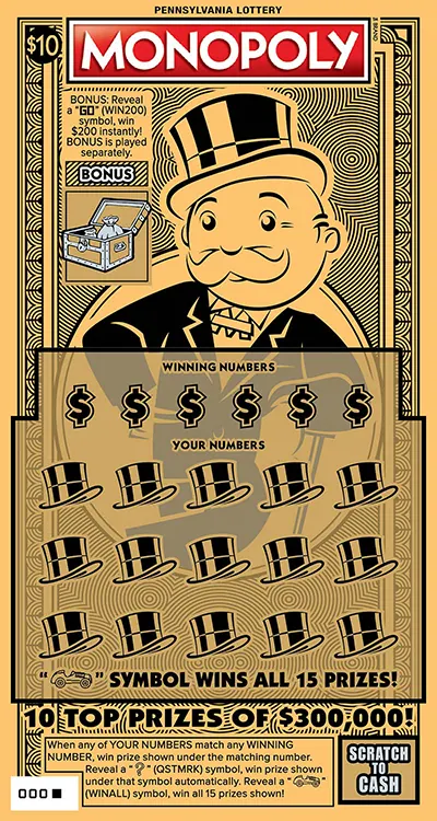 $10 MONOPOLY™ $10 Pennsylvania scratch-off ticket