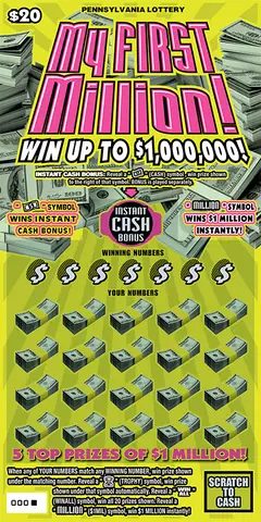 My First Million $20 scratch-off ticket