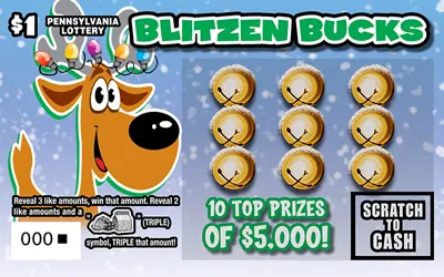 Reindeer Games $1 Pennsylvania scratch-off ticket