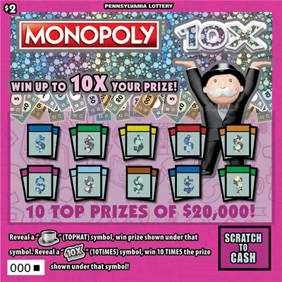 MONOPOLY 10X® $2 Pennsylvania scratch-off ticket