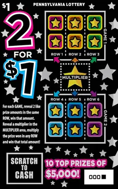 2 for $1 $1 scratch-off ticket