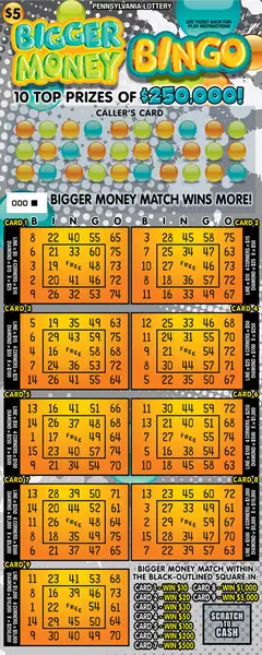 Bigger Money Bingo $5 scratch-off ticket