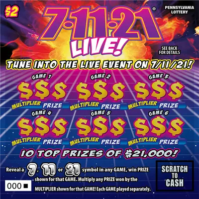 7-11-21® LIVE! $2 Pennsylvania scratch-off ticket
