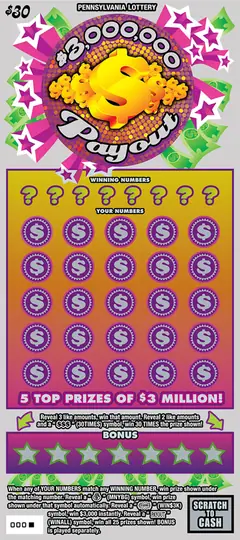 $3,000,000 Payout $30 scratch-off ticket (image: Pennsylvania Lottery)