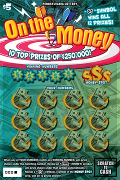 On the Money $5 scratch-off ticket