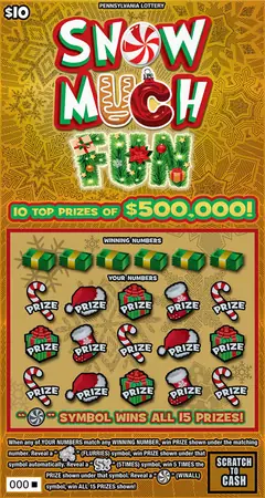 Snow Much Fun $10 scratch-off ticket