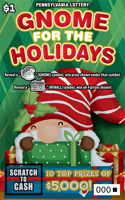 Gnome for the Holidays $1 Pennsylvania scratch-off ticket