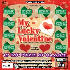 My Lucky Valentine $2 scratch-off ticket