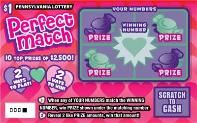 Perfect Match $1 Pennsylvania scratch-off ticket