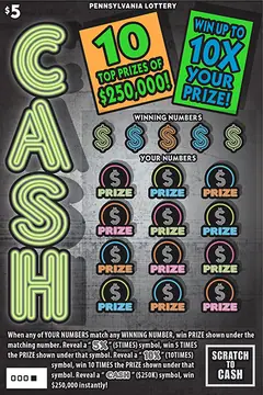 Cash $5 scratch-off ticket