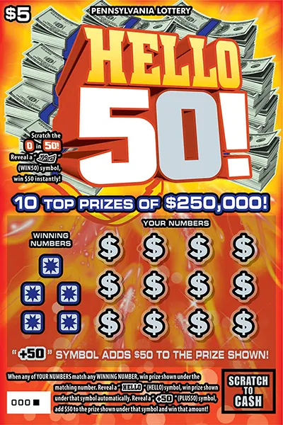 Hello 50 $5 Pennsylvania scratch-off ticket