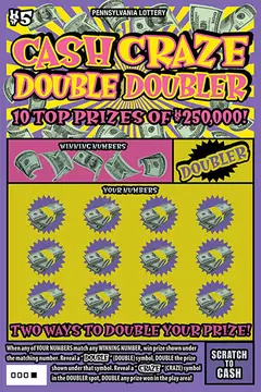 Cash Craze Double Doubler $5 scratch-off ticket