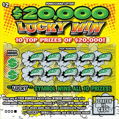 $20,000 Lucky Win $2 Pennsylvania scratch-off ticket