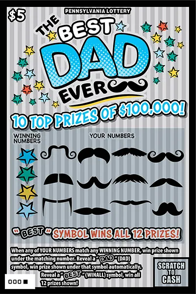 The Best Dad Ever $5 Pennsylvania scratch-off ticket