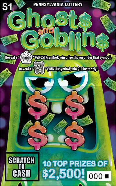 Ghost$ and Goblin$ $1 Pennsylvania scratch-off ticket