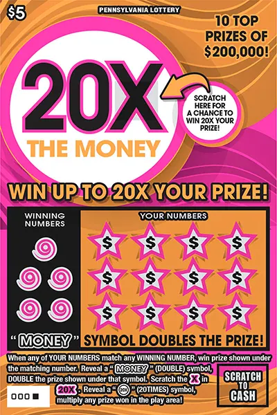 20X the Money $5 Pennsylvania scratch-off ticket