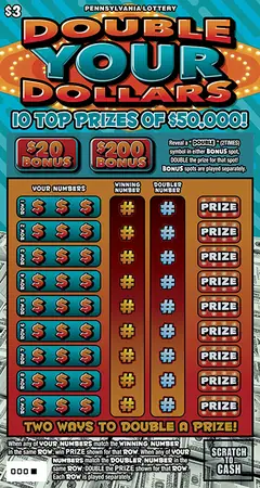 Double Your Dollars $3 scratch-off ticket