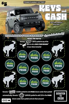Keys and Cash $5 scratch-off ticket