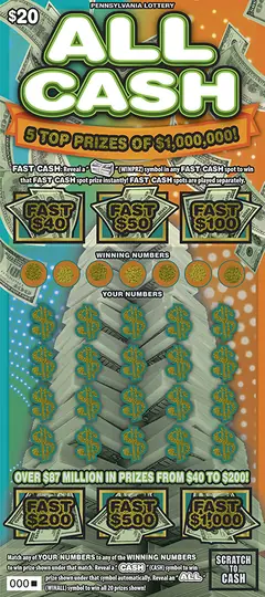 All Cash $20 scratch-off ticket