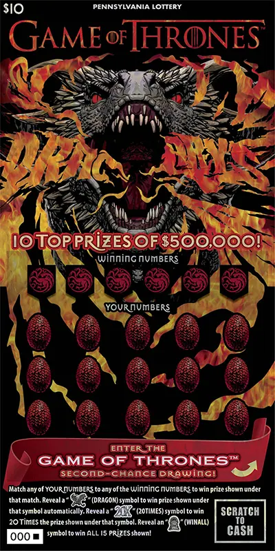GAME OF THRONES™ $10 Pennsylvania scratch-off ticket