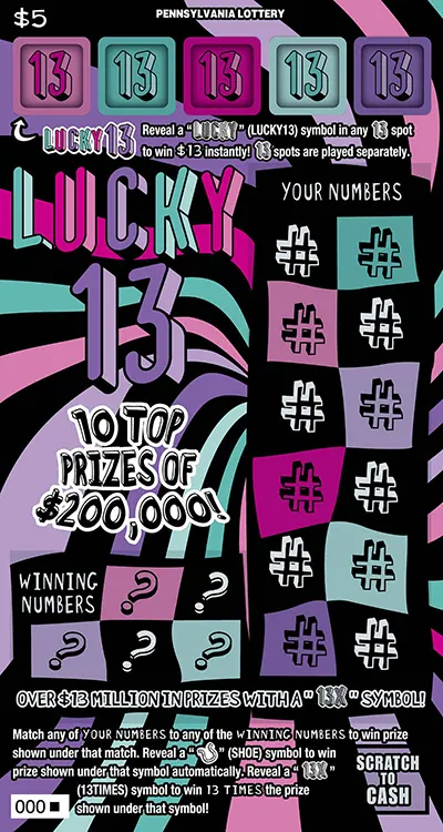Lucky 13 $5 Pennsylvania scratch-off ticket