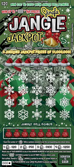 Jingle Jangle Jackpot $20 scratch-off ticket