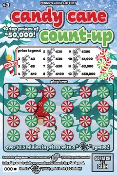 Candy Cane Count-Up $3 scratch-off ticket