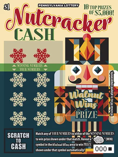 Nutcracker Cash $1 Pennsylvania scratch-off ticket