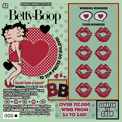 BETTY BOOP™ $2 Pennsylvania scratch-off ticket