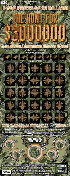 The Hunt for $3,000,000 $30 scratch-off ticket