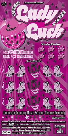 Lady Luck $10 scratch-off ticket