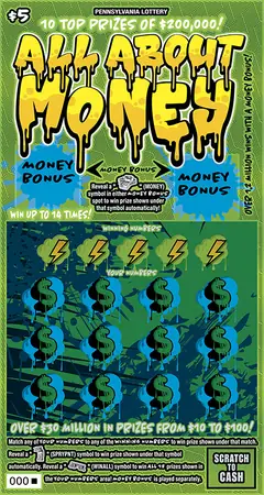 All About Money $5 scratch-off ticket