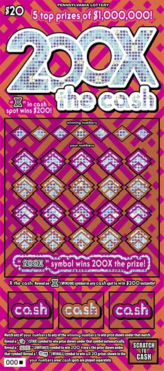 200X the Cash $20 scratch-off ticket