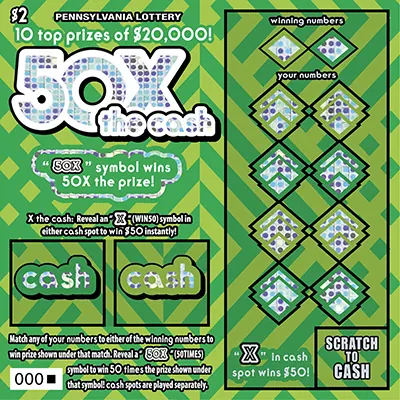 50X the Cash $2 Pennsylvania scratch-off ticket
